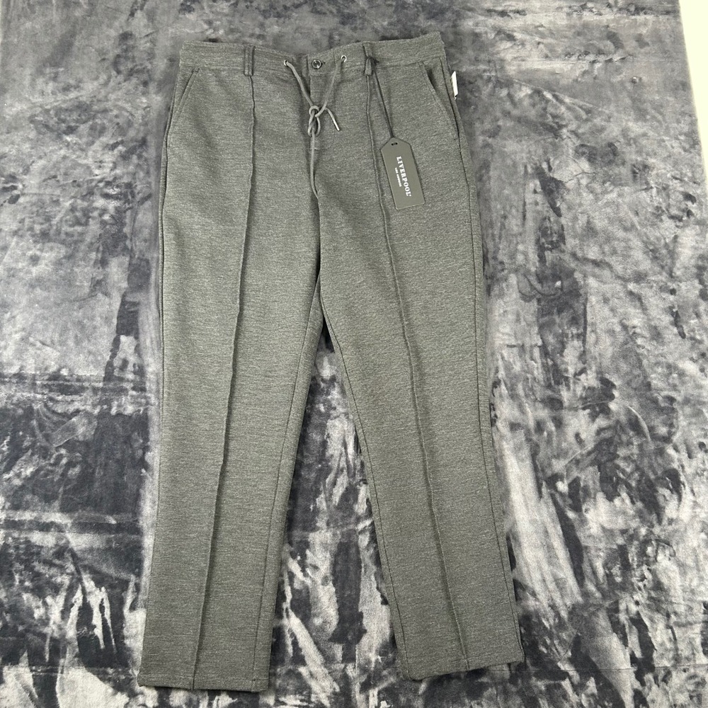 Liverpool Modern Trouser Jogger Mens Large Gray Knit Drawstring Pants New